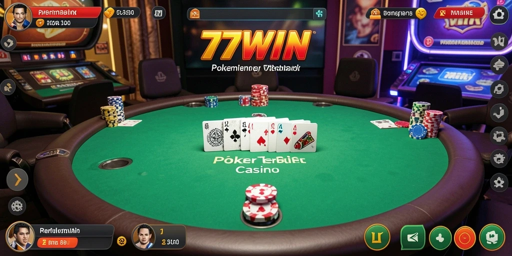 Screenshot gameplay poker 77WIN yang penuh aksi dan strategi.