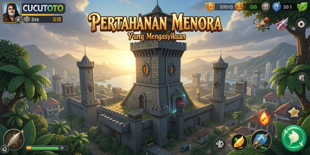 Screenshot utama CUCUTOTO menampilkan aksi seru gameplay Tower Defense.