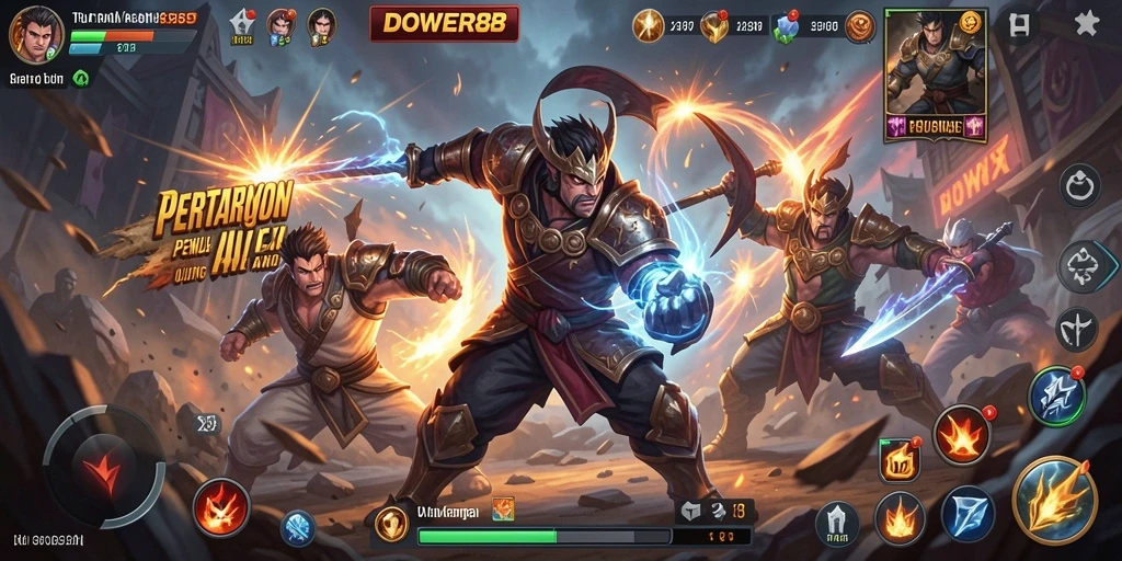 Gameplay DOWER88 yang menegangkan dalam pertarungan satu lawan satu.