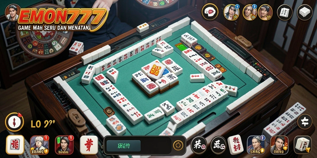 Screenshot game EMON777 menampilkan suasana permainan Mahjong yang seru.