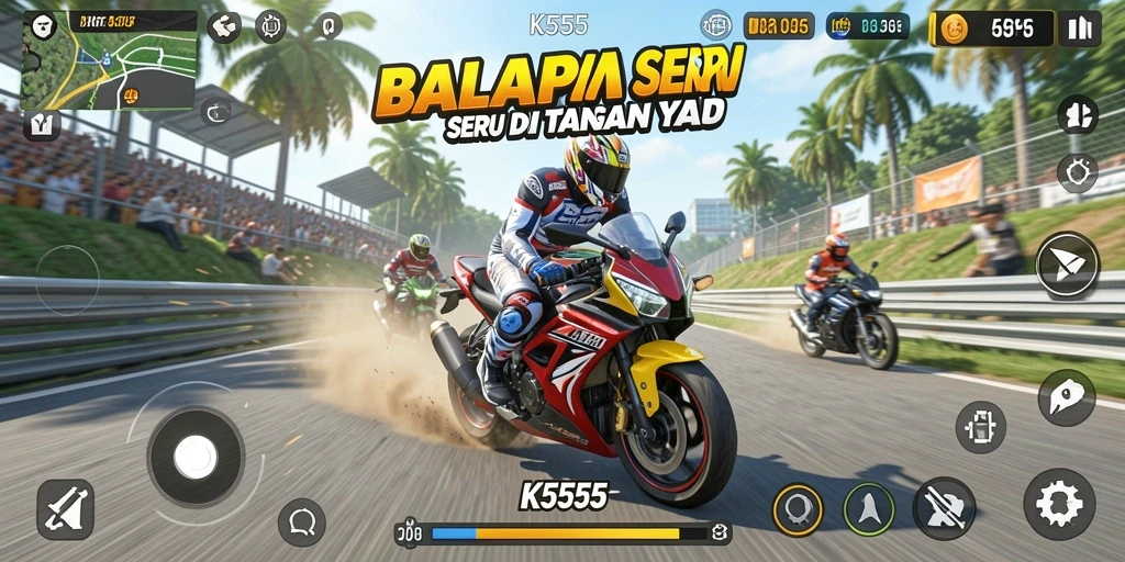 Tampilan penuh aksi dari balapan motor K5555.