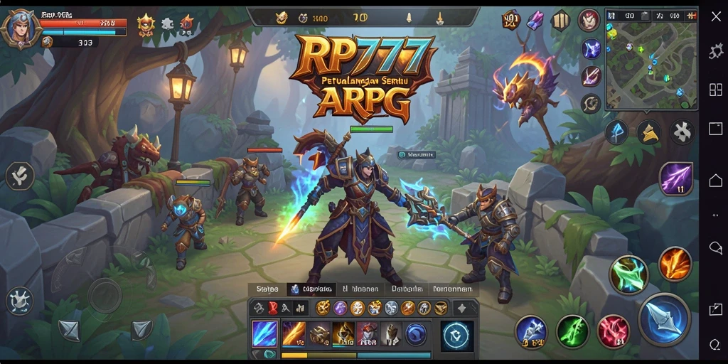 Tampilan gameplay menegangkan dalam RP777 dengan aksi ARPG yang seru.