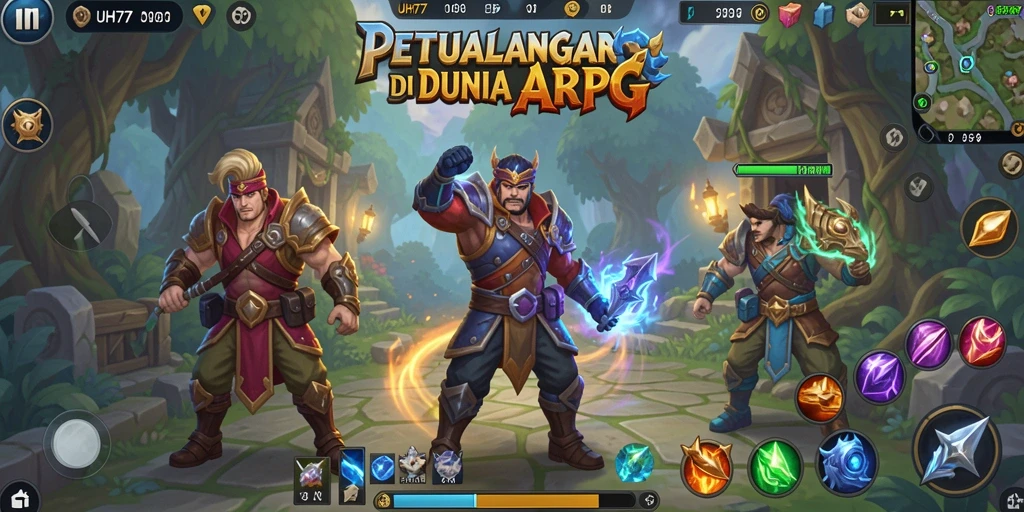 Screenshot UH77 menunjukkan aksi epic di dunia ARPG.